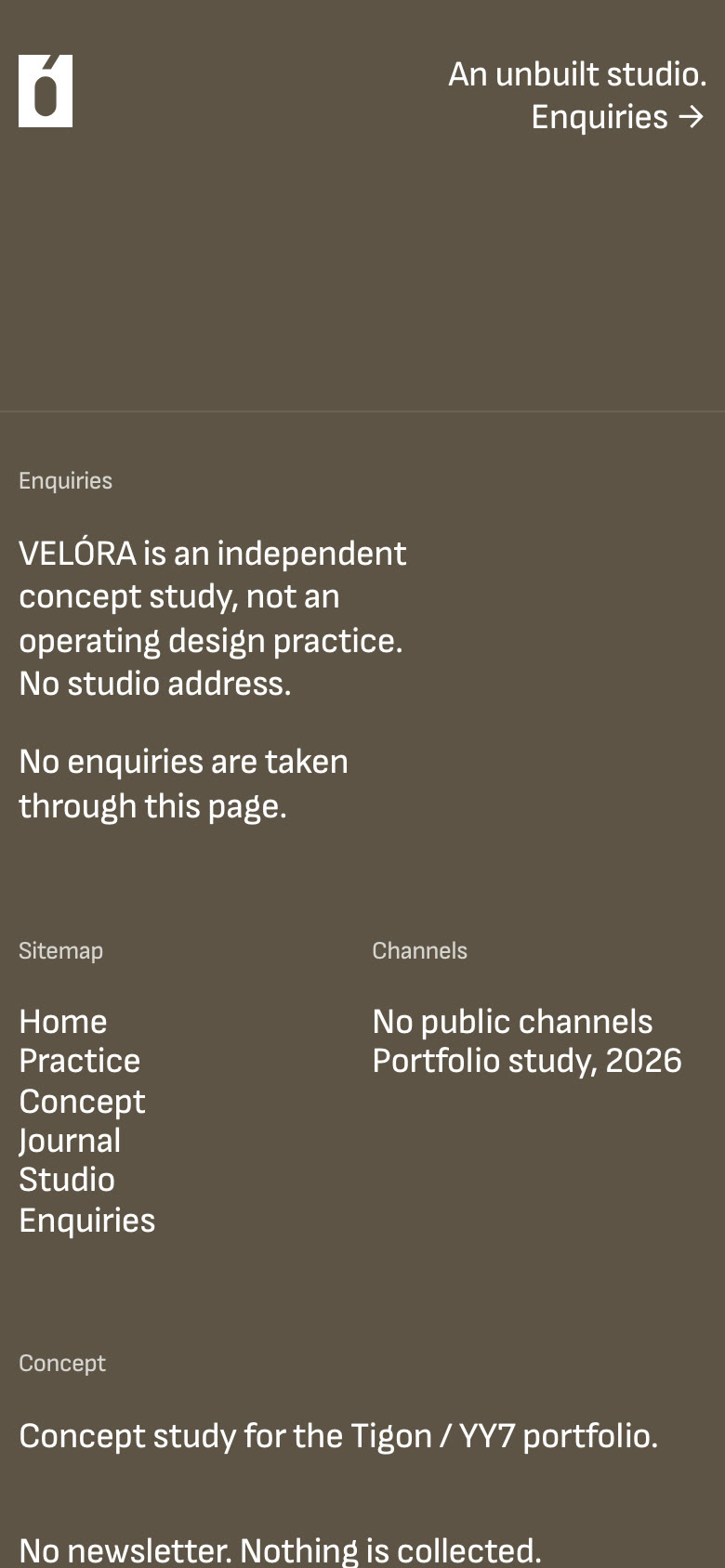 VELÓRA-nettsiden på mobil: footeren.